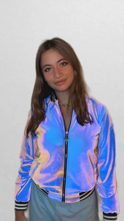 Lola + The Boys Girls Hologram Reflective Bomber