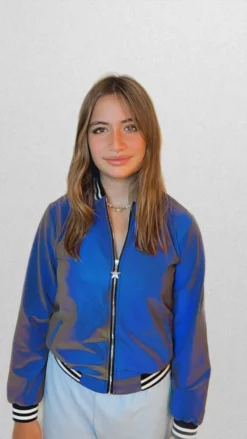 Lola + The Boys Girls Hologram Reflective Bomber