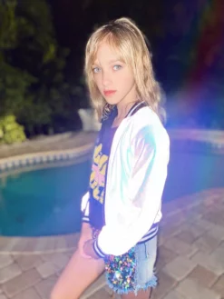 Lola + The Boys Girls Hologram Reflective Bomber