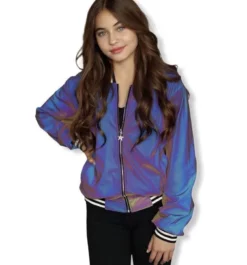 Lola + The Boys Girls Hologram Reflective Bomber