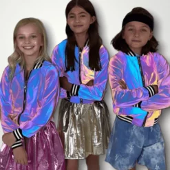 Lola + The Boys Girls Hologram Reflective Bomber