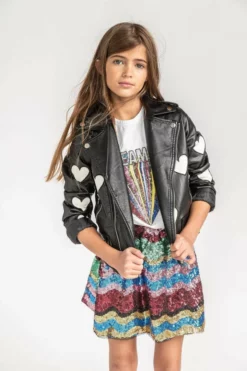 Lola + The Boys Girls I Heart You Vegan Leather Jacket