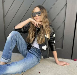 Lola + The Boys Girls I Heart You Vegan Leather Jacket