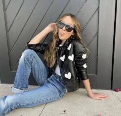 Lola + The Boys Girls I Heart You Vegan Leather Jacket