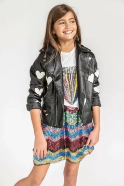 Lola + The Boys Girls I Heart You Vegan Leather Jacket