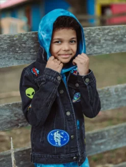 Lola + The Boys Interstellar Patched Denim Jacket