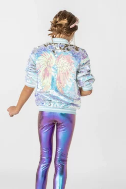 Lola + The Boys Iridescent Angel Sequin Flip Bomber Girls