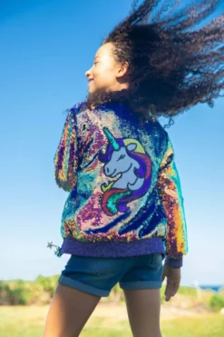 Lola + The Boys Magic Shimmer Unicorn Bomber Girls