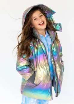 Lola + The Boys Girls Metallic Ombré Puffer