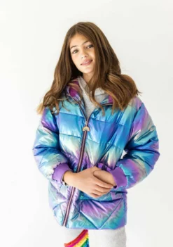 Lola + The Boys Girls Metallic Ombré Puffer