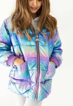 Lola + The Boys Girls Metallic Ombré Puffer