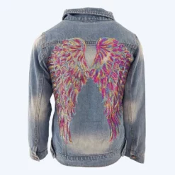 Lola & The Boys Neon Angel Wings Denim Jacket