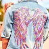 Lola & The Boys Neon Angel Wings Denim Jacket