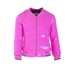 Lola + The Boys New Arrivals Neon Pink Sequin Flip Bomber