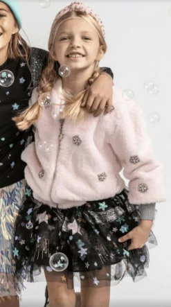 Lola + The Boys Pink Ice Princess Crystal Bomber