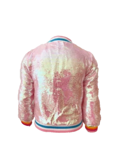Lola + The Boys Girls Powder Puff Pink Sequin Bomber