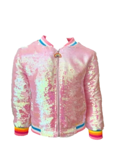 Lola + The Boys Girls Powder Puff Pink Sequin Bomber