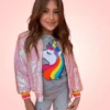 Lola + The Boys Girls Powder Puff Pink Sequin Bomber