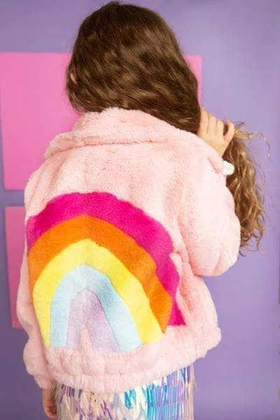 Lola + The Boys Girls Rainbow Faux Fur Coat 9 Lola + The Boys Girls Rainbow Faux Fur Coat