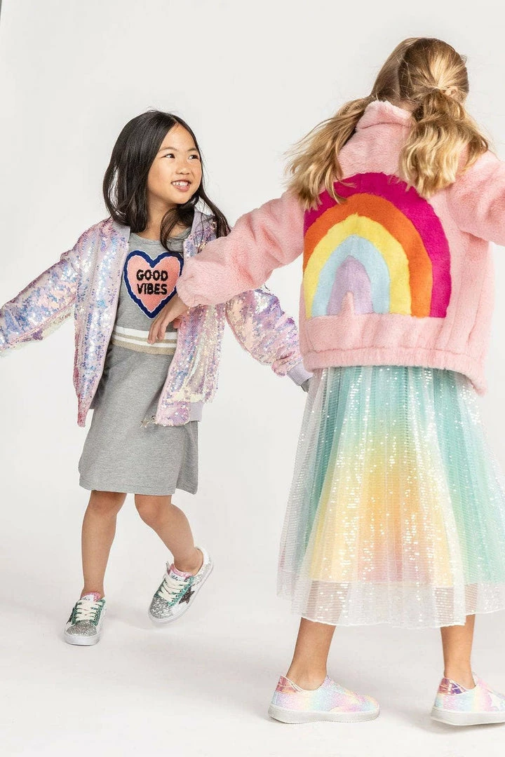 Lola + The Boys Girls Rainbow Faux Fur Coat 11 Lola + The Boys Girls Rainbow Faux Fur Coat