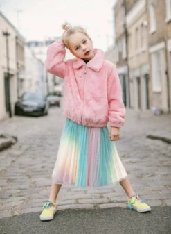 Lola + The Boys Girls Rainbow Faux Fur Coat 21 Lola + The Boys Girls Rainbow Faux Fur Coat