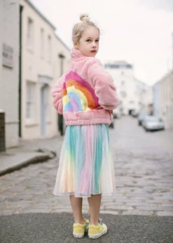 Lola + The Boys Girls Rainbow Faux Fur Coat 18 Lola + The Boys Girls Rainbow Faux Fur Coat