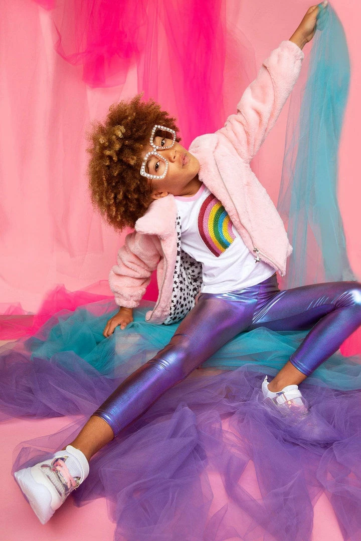 Lola + The Boys Girls Rainbow Faux Fur Coat 14 Lola + The Boys Girls Rainbow Faux Fur Coat