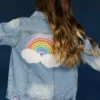 Lola + The Boys Rainbow Pearl Denim Jacket Girls