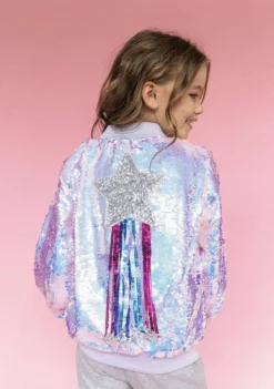 Lola + The Boys Shooting Star Sequin Bomber Girls