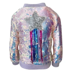 Lola + The Boys Shooting Star Sequin Bomber Girls