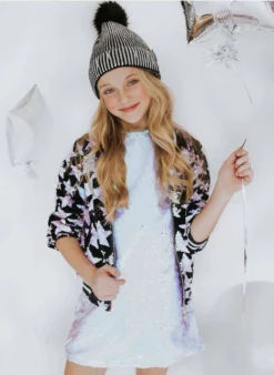 Lola + The Boys Girls Starry Night Velvet Bomber