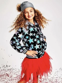 Lola + The Boys Girls Starry Night Velvet Bomber