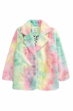 Lola + The Boys Girls Tie Dye Faux Fur Coat