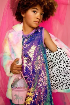 Lola + The Boys Girls Tie Dye Faux Fur Coat