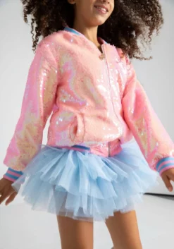 Lola + The Boys Pretty In Pink Unicorn Sequin Bomber