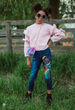 Lola + The Boys Happy Rainbow Crystal Jeans New Arrivals