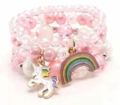 Lola + The Boys Girls Unicorn And Rainbow Beaded Bracelet Set