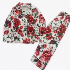 Lola + The Boys Girls Rose Garden Silk Lounge Set
