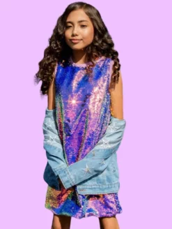 Lola & The Boys Mermaid Magic Sequin Flip Dress
