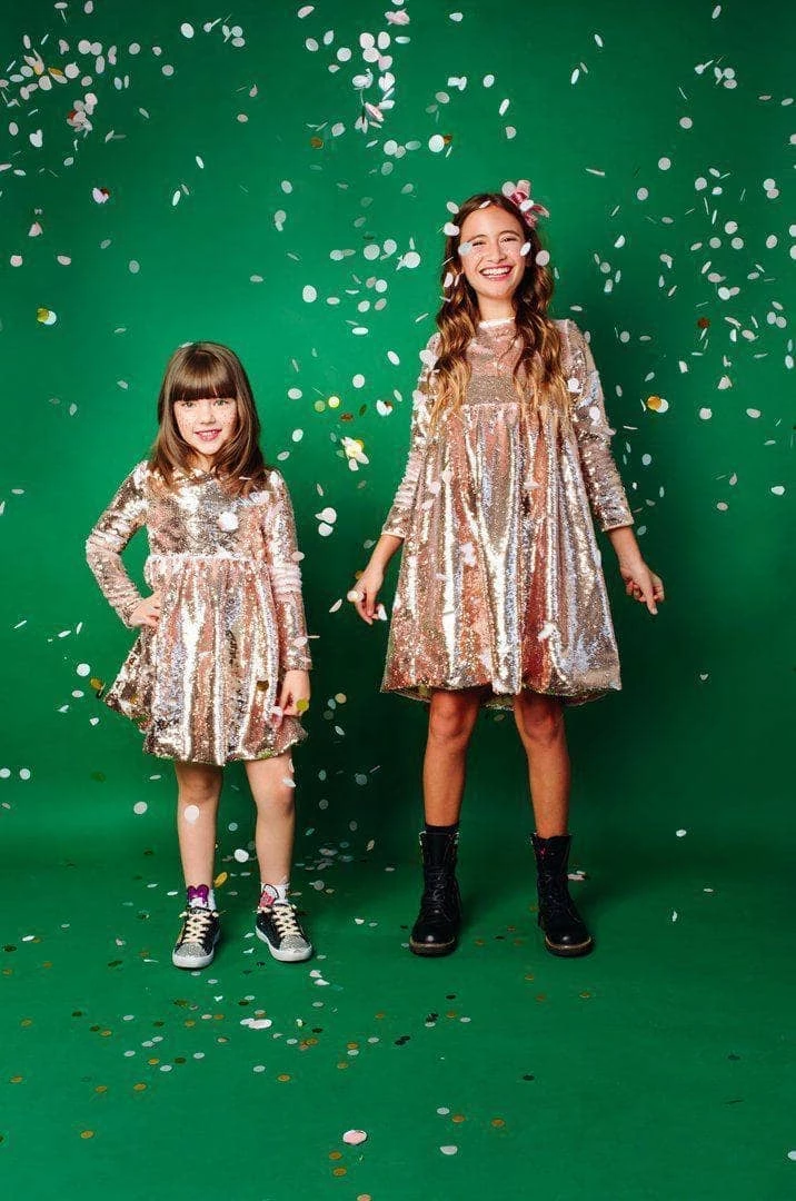 Lola & The Boys Rose Gold Sequin Flip Party Dress 5 Lola & The Boys Rose Gold Sequin Flip Party Dress