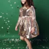 Lola & The Boys Rose Gold Sequin Flip Party Dress