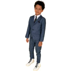 Lola + The Boys Navy Plaid Three Piece Suit New Arrivals