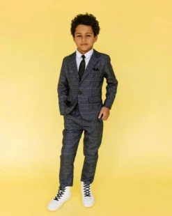 Lola + The Boys Navy Plaid Three Piece Suit New Arrivals
