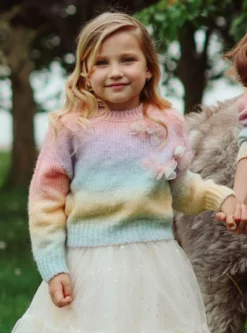 Lola + The Boys Ombre 3D Flower Sweater