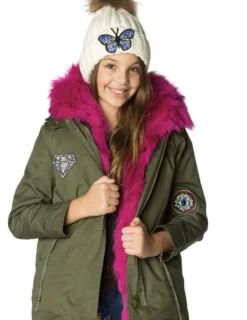 Lola & The Boys Girls Pink Patched Parka