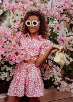 Lola + The Boys New Arrivals Pink Cheetah Girl Set