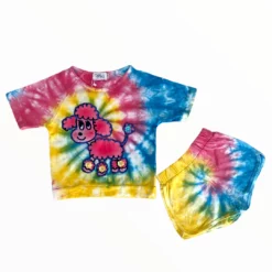 Lola + The Boys Poodle Tie Dye Shorts Set
