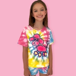 Lola + The Boys Poodle Tie Dye Shorts Set