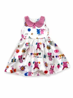 Lola + The Boys Rainbow Bunny Doodle Dress New Arrivals