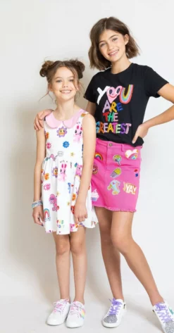 Lola + The Boys Rainbow Bunny Doodle Dress New Arrivals